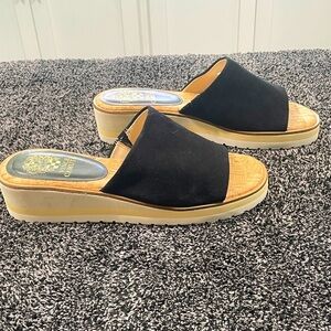 Vince Camuto Women’s Black Suede Cork Slide Vivtina Sandals SZ 9M